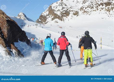 People Skiing In European Alps. Stock Photo - Image of adult, alpes ...