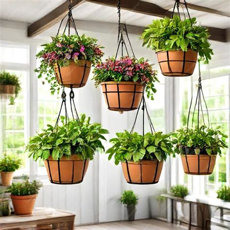 Premium Photo | Hanging planters with hanging plants and hanging from ...