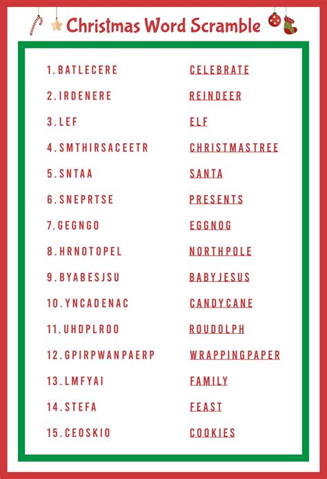 Printable Christmas Word Scramble - Printable New Year Banners
