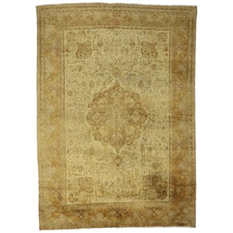 Vintage Tabriz Rug with Traditional Style in Warm, Neutral Colors For ...