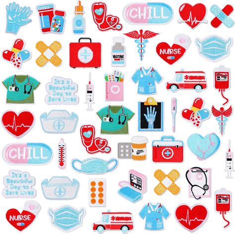 Amazon.com: 48 Pcs Nurse Iron on Patches Nursing Sew Iron on Applique ...