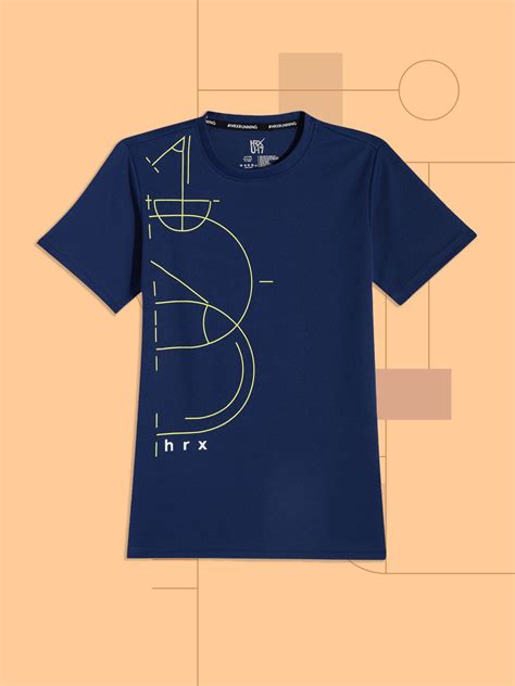 HRX By Hrithik Roshan Running Boys Estate Blue Rapid-Dry Typography ...