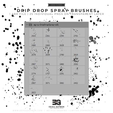 Drip Drop Spray Photoshop Brushes Vol1 - ERIKA GUYMON