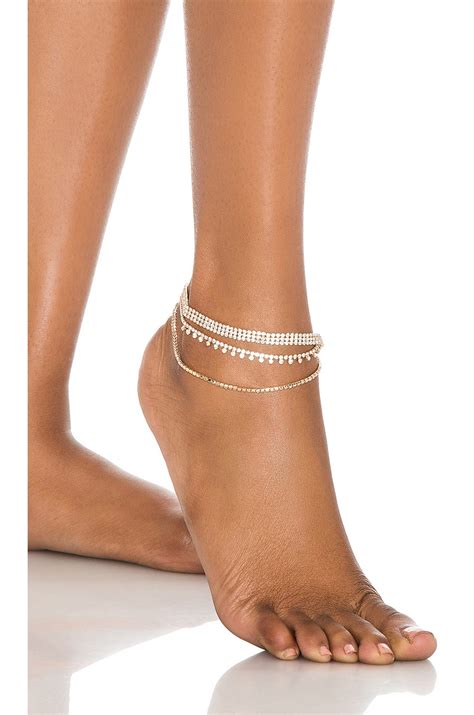 Ettika Crystal Anklet Set in Gold | REVOLVE