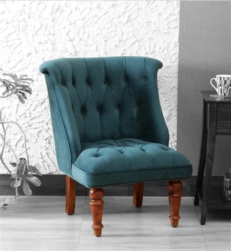 GLOBALLY INDIAN- Ludovic Accent Chair in Dark Green Suede Velvet ...