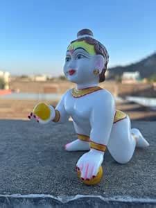 Buy VAMIKA HANDICRAFTS Marble Dust Laddu Gopal kanha ji Statue Murti ...