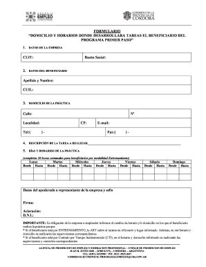 FORMULARIO DOMICILIO Y HORARIOS DONDE ... - Fill and Sign Printable ...