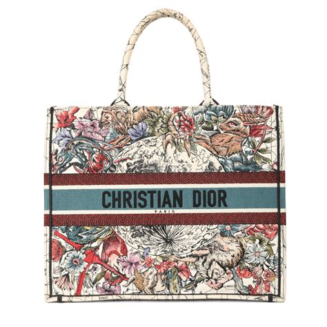 Shop Pre-Owned Authentic Christian Dior Multicolor Embroidered Canvas ...