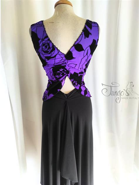 Top Alana Violet In Flocked Mesh With Roses - Jersey And Top