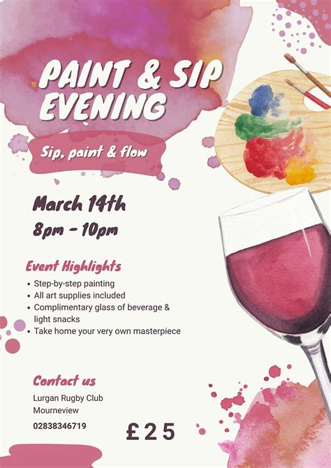 Paint & Sip At Lurgan RFCC, Lurgan Rugby Football, and Cricket Club, 14 ...