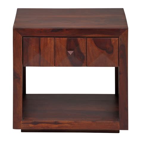 Ganpati Arts Sheesham Wood Bedside Table with Drawer and Shelf Storage ...