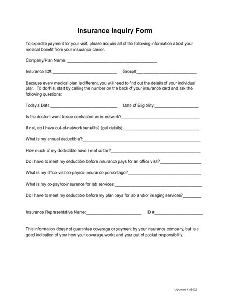 Fillable Online Insurance Inquiry Form Fax Email Print - pdfFiller