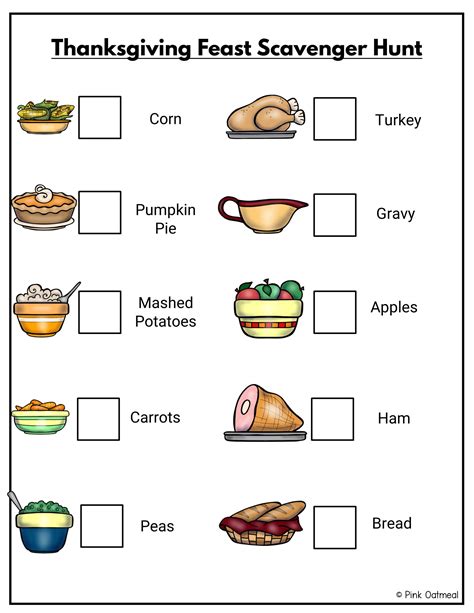 Thanksgiving Themed Scavenger Hunts - Pink Oatmeal Shop