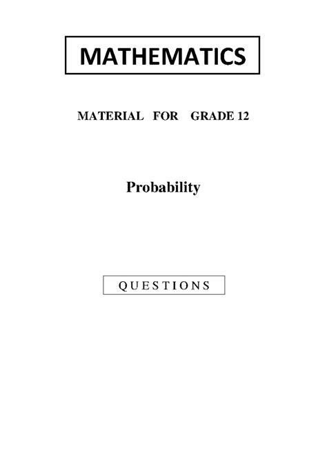 Image result for Mathematics Grade 12 Probability