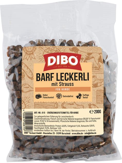 DIBO BARF Leckerli mit Strauss