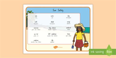 Sun Safety Word Mat - Te Reo Māori / English (teacher made)