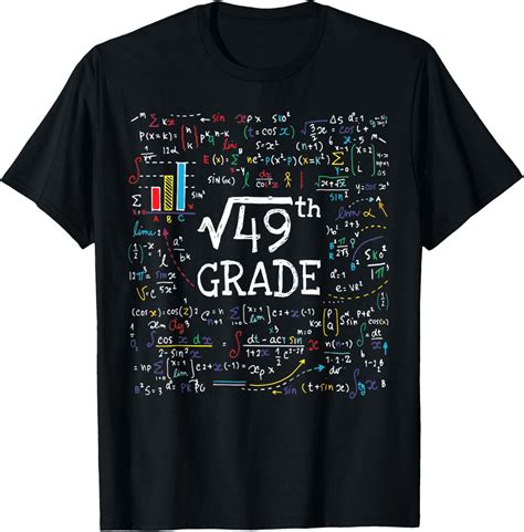 Square Root Of 49 Back To School 7th Seventh Grade Math T-Shirt100 ...