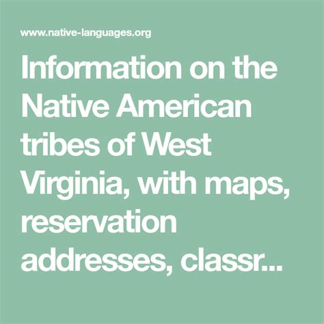 West Virginia Native Tribes: History Culture and Heritage