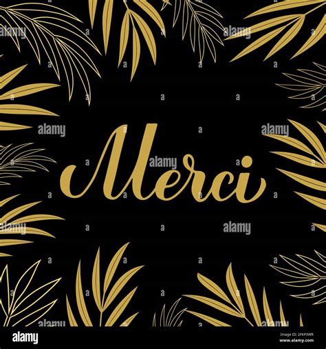 Thank you card. Calligraphy hand lettering in French language. Vector ...