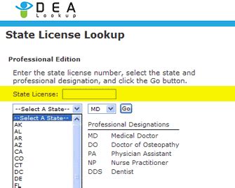 DEA Lookup.com: Professional State License Search