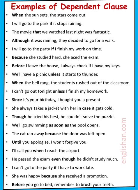 Dependent Clauses with Examples • Englishan