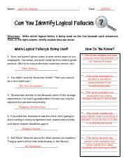 logical fallacies worksheet.pdf - Leah N. Jalovec Name: 4/29/20 ...
