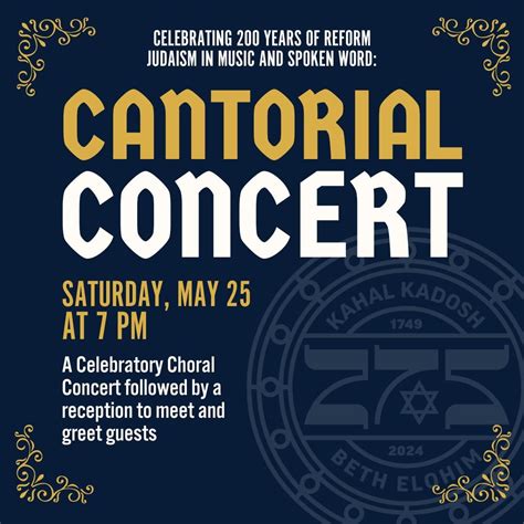 A Cantorial Concert Celebrating 200 Years of Reform Judaism, 90 Hasell ...