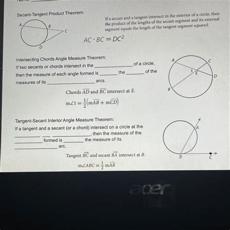 Secant-Tangent Product Theorem: B If a secant and a tangent intersect ...