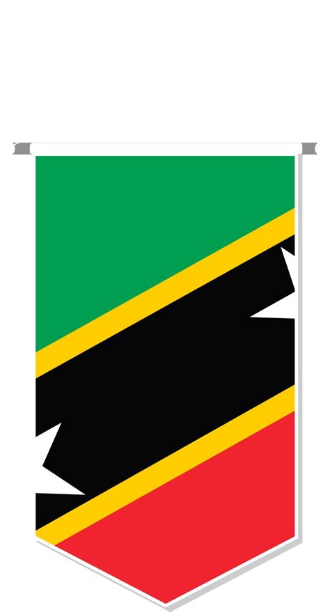 Saint Kitts and Nevis flag in soccer pennant, various shape. 11887444 PNG