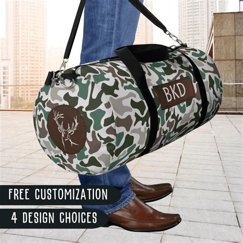 Mens Camouflage Duffel Bag Personalized Weekender Bag for Hunter Custom Gym Bag for Boys Duck ...