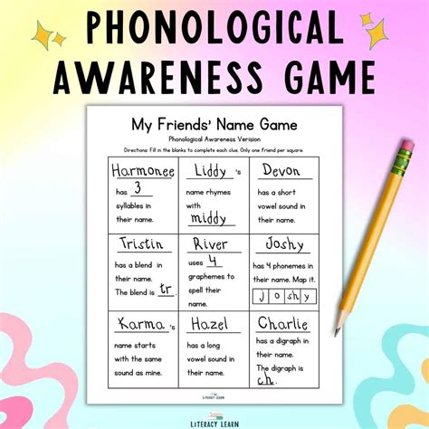 Phonological Awareness Game: Fun & Free Printable - Literacy Learn