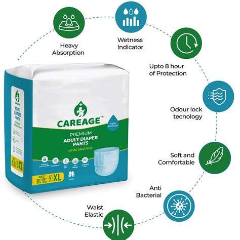 Buy CAREAGE PREMIUM ADULT DIAPER PANTS | UNISEX | WAIST SIZE (39-65 ...