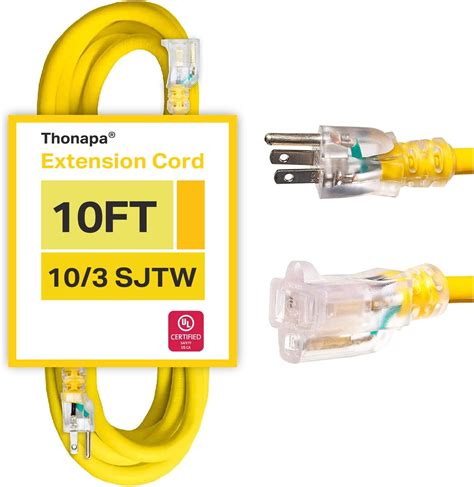 Amazon.com: Thonapa 10 Gauge Extension Cord 10 Ft, Weatherproof Heavy ...