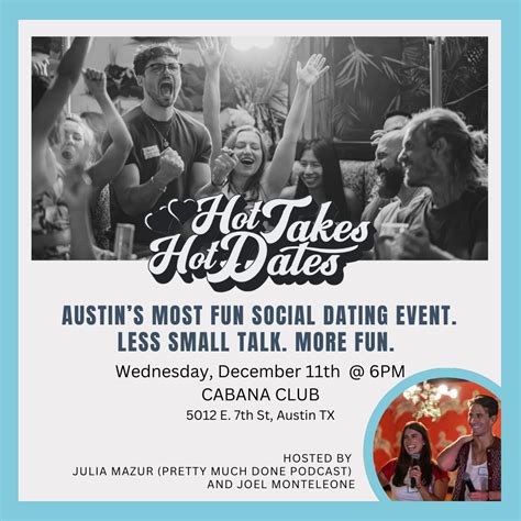 Hot Takes, Hot Dates Tickets at Cabana Club in Austin by Cabana Club | Tixr