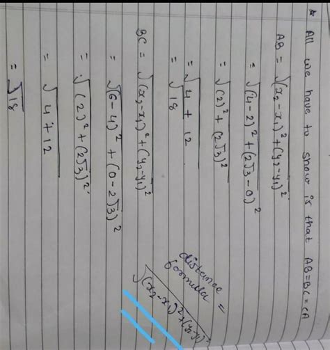 using distance formula show that point a(2,0),b(4,2√3) and point c(6,0 ...