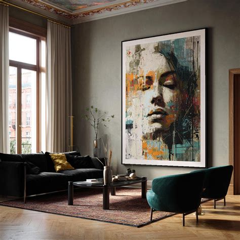 Whispered Muse Digital Wall Painting | Neutral Tone Abstract Female ...