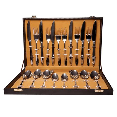 KISHCO Stainless Steel Classic Cutlery Set in Leather Box, 8 Inch -Set ...