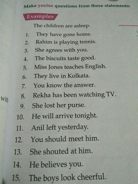 Make yes /no questions from these statements : - Brainly.in