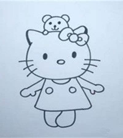 Hello Kitty简笔画的画法步骤教程-尚左画苑