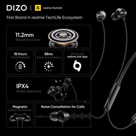 DIZO Wireless Power with ENC, 11.2mm Driver,18H Playback (by realme ...