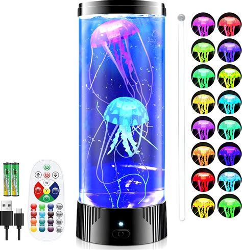 Osuke Jellyfish Lamp, LED Jellyfish Lamp 16 Colours with Remote Control Adult Children Aquarium ...