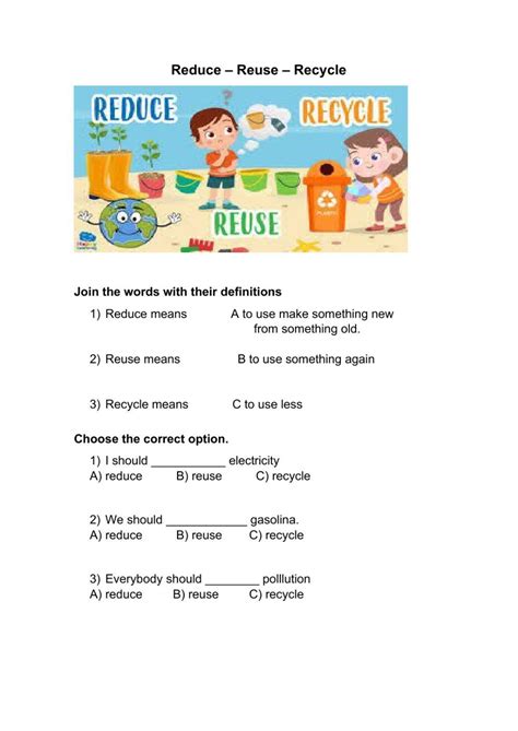 Reduce Reuse/Recycle Worksheet 的图像结果