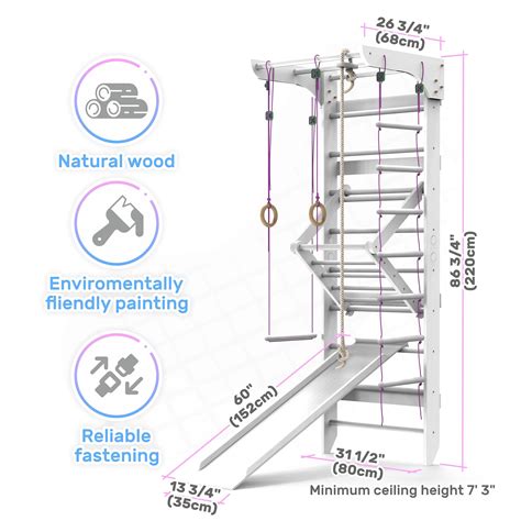 WEDANTA Wooden Swedish Ladder Wall Set – Kids Stall Bars for Exercise ...