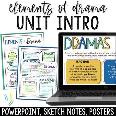 Introduction to the Elements of Drama - Anchor Charts, Mini-Lesson, & Guided Notes