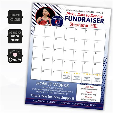 Calendar Fundraiser Template for Sports Teams – Simple Desert Designs
