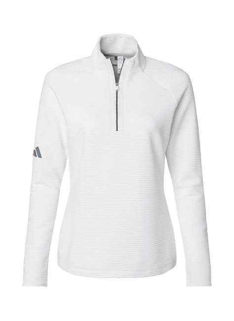 Customized Adidas Women's Core White Spacer Quarter-Zip Pullover ...