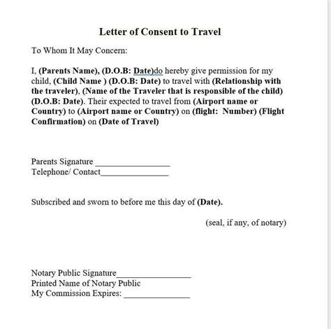 Child Travel Consent Form Template, If Need to Be Notarized Please Contact Me at ...