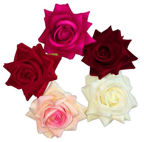 Tia Crafts Multi Colour Fabric Rose Flower Hair Clip For Women (Pack Of ...