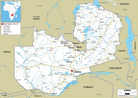 zambia location in map