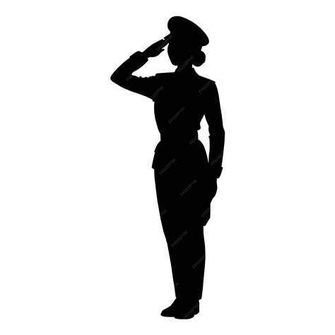 Premium Vector | Silhouette of a soldier woman salute